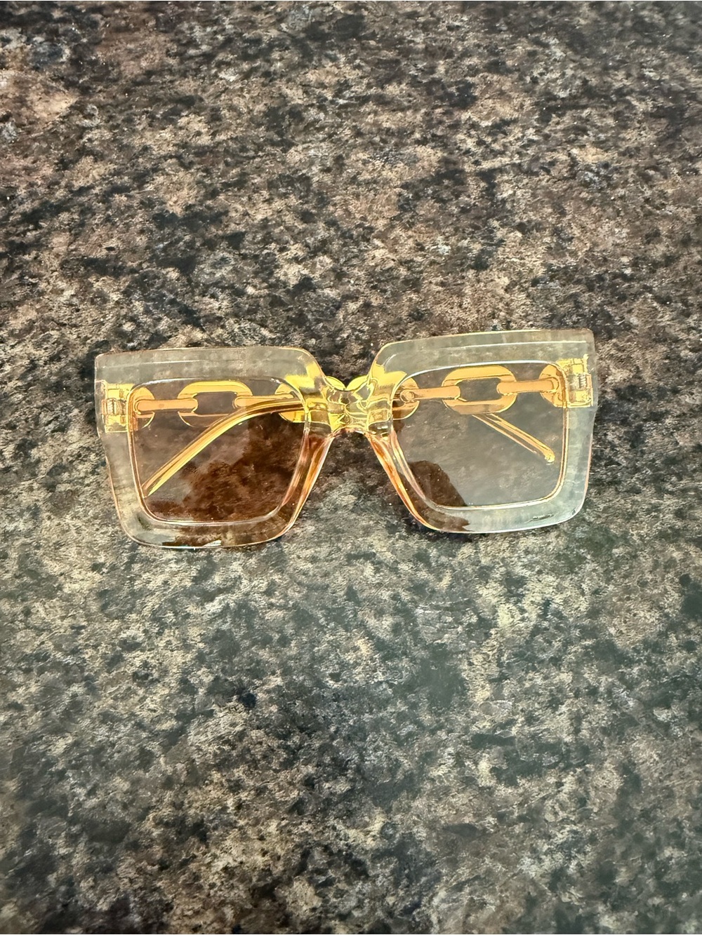 Transparent Amber Square Fashion Sunglasses